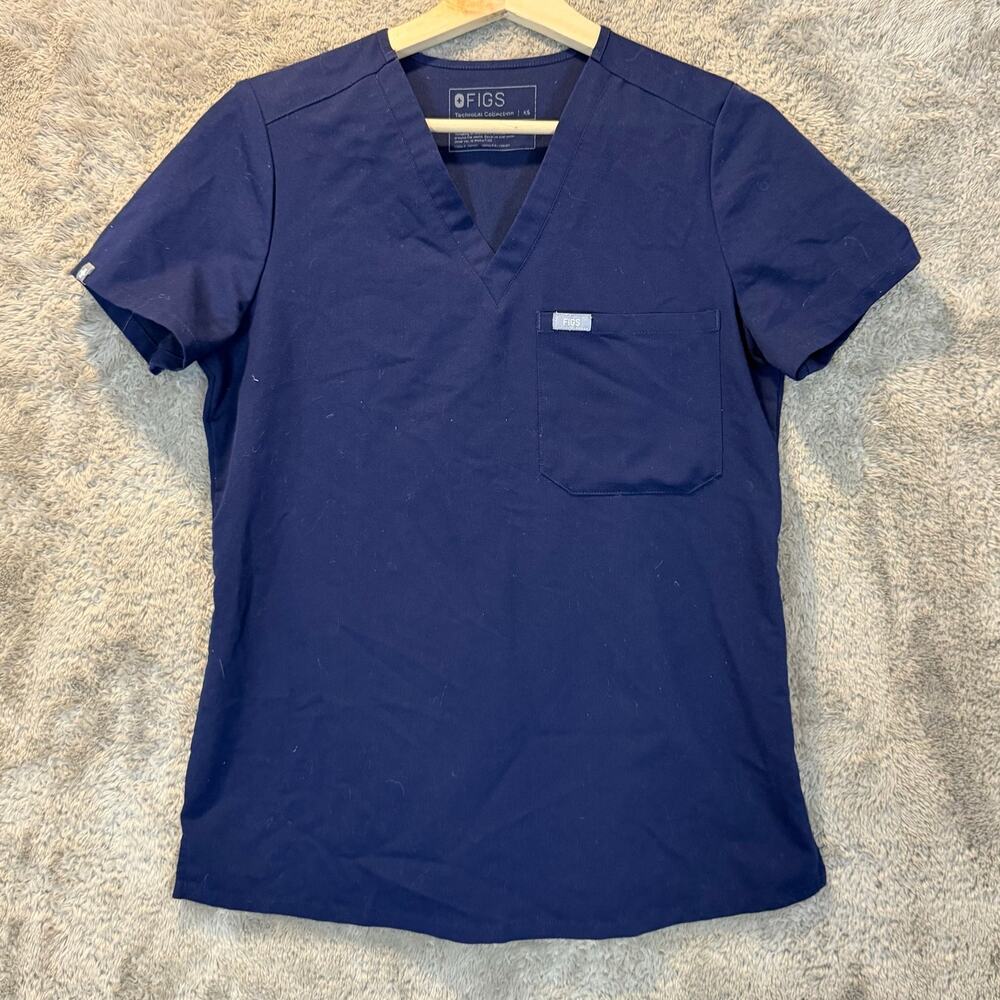 Figs Navy Blue Catarina One-Pocket Scrub Top V Neck XS women's Extra Small